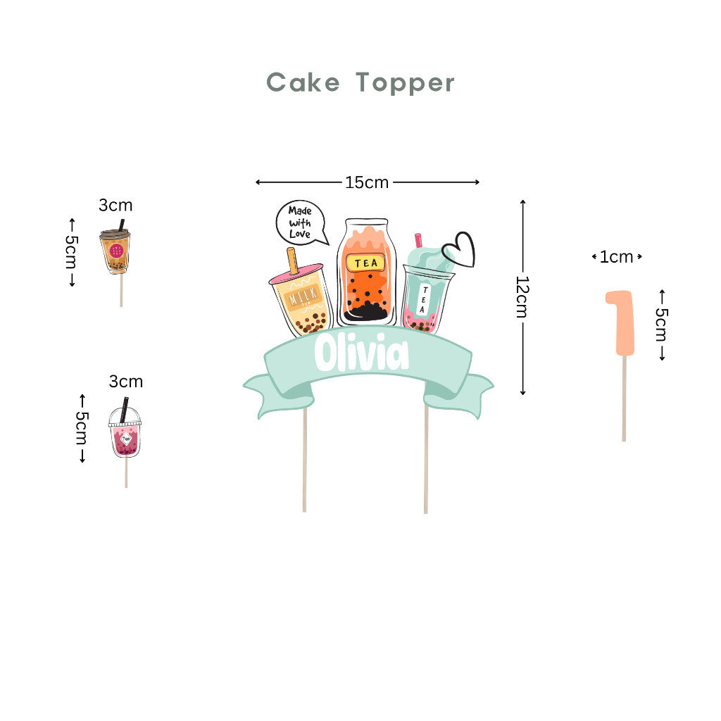 Bubble Tea Personalised Cake Topper