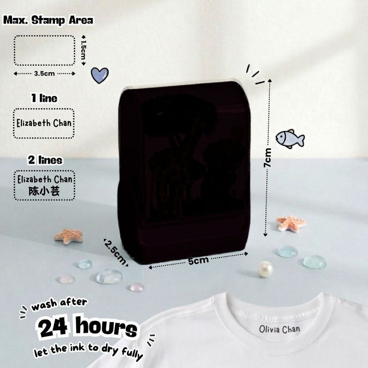 Personalised Clothing Name Stamp Waterproof Ink Permanent Fabric Chop