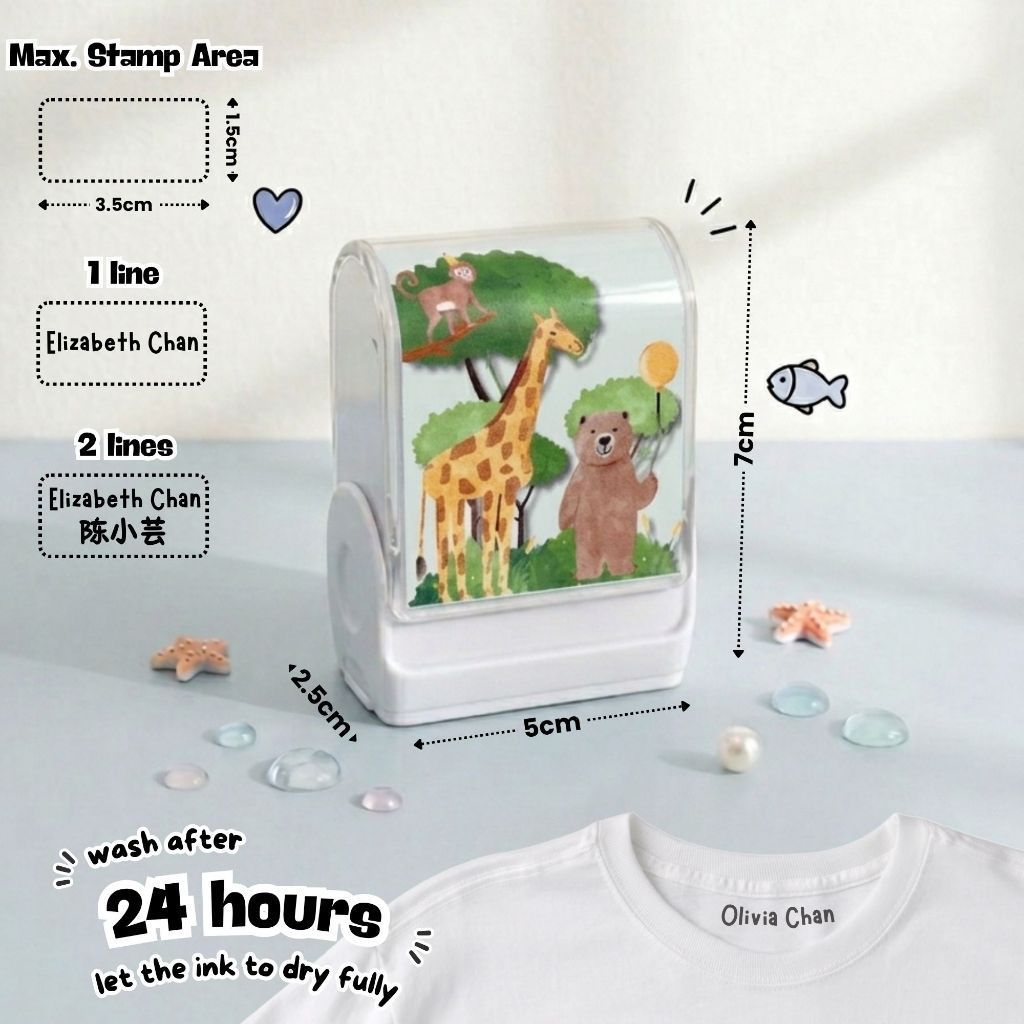 Personalised Clothing Name Stamp Waterproof Ink Permanent Fabric Chop