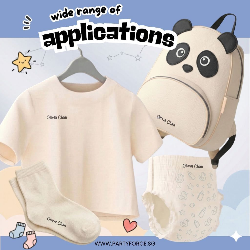 Personalised Fabric Name Stamp for Kids Permanent Waterproof Refillable
