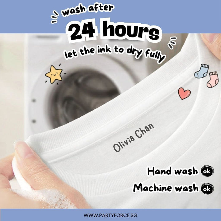 Personalised Fabric Name Stamp for Kids Permanent Waterproof Refillable