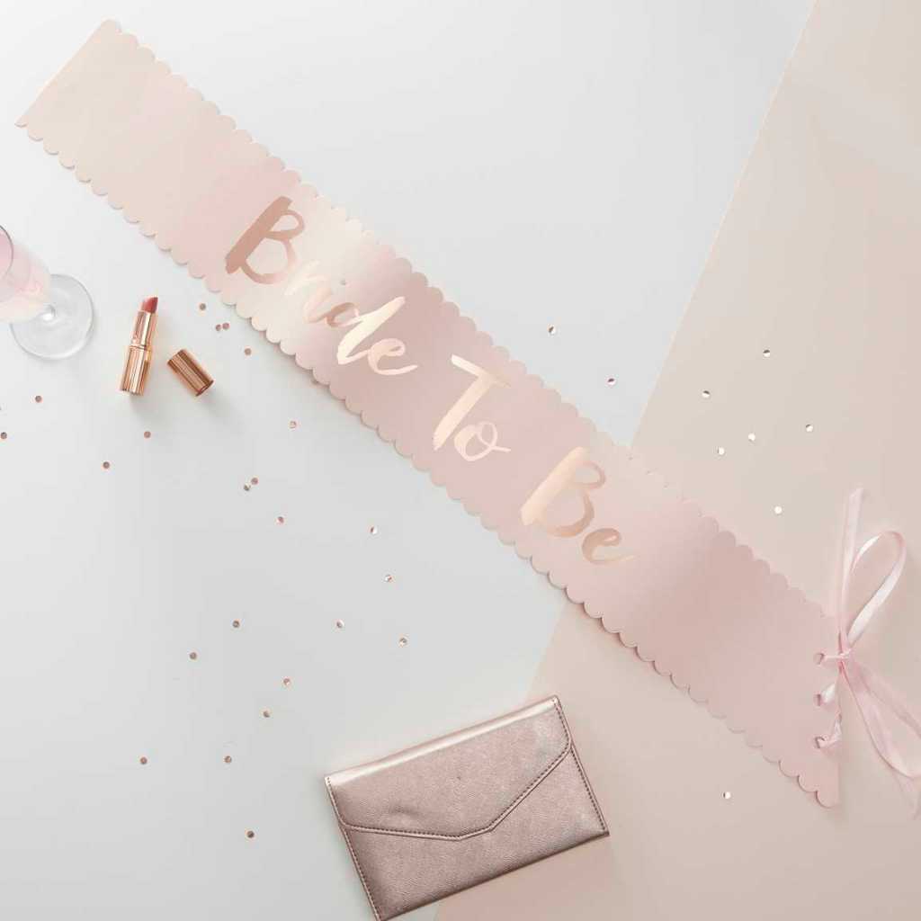 Pink & Rose Gold Bride To Be Sash for Hen Party Bridal