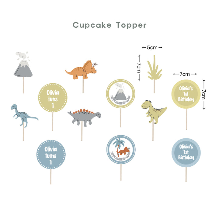 Personalised Dinosaur Party Decoration Personalized Birthday Banner Cake Topper Cupcake Topper Customise