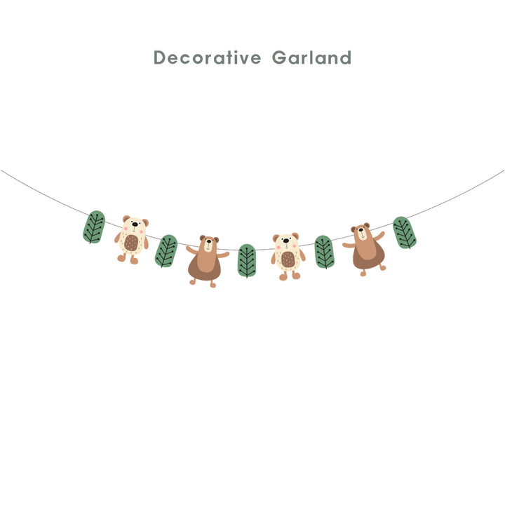 Personalised Forest Bear Party Decoration Personalized Birthday Banner Cake Topper Cupcake Topper Customise