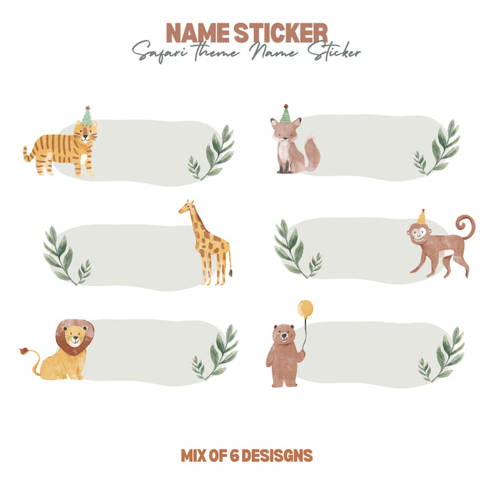 Safari Personalized Name Sticker Set