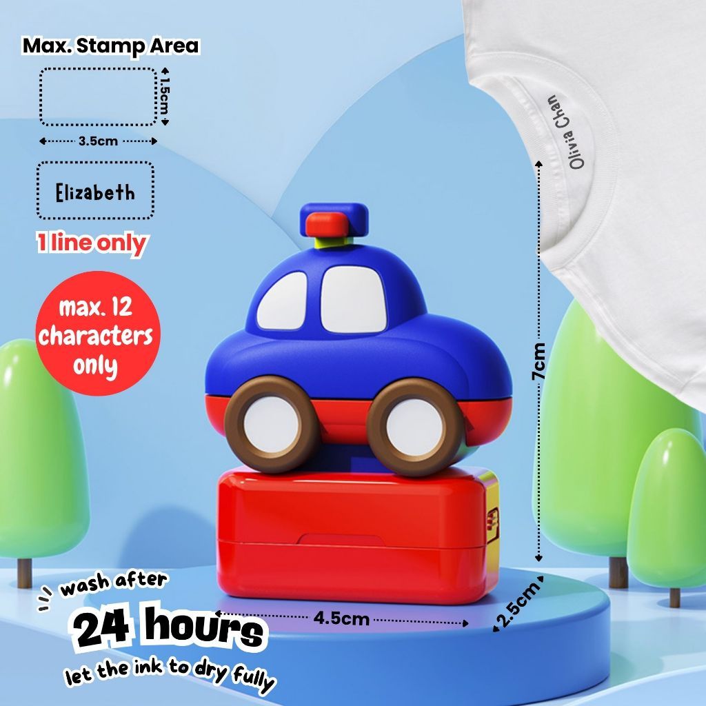 Personalised Fabric Name Stamp for Kids Permanent Waterproof Refillable