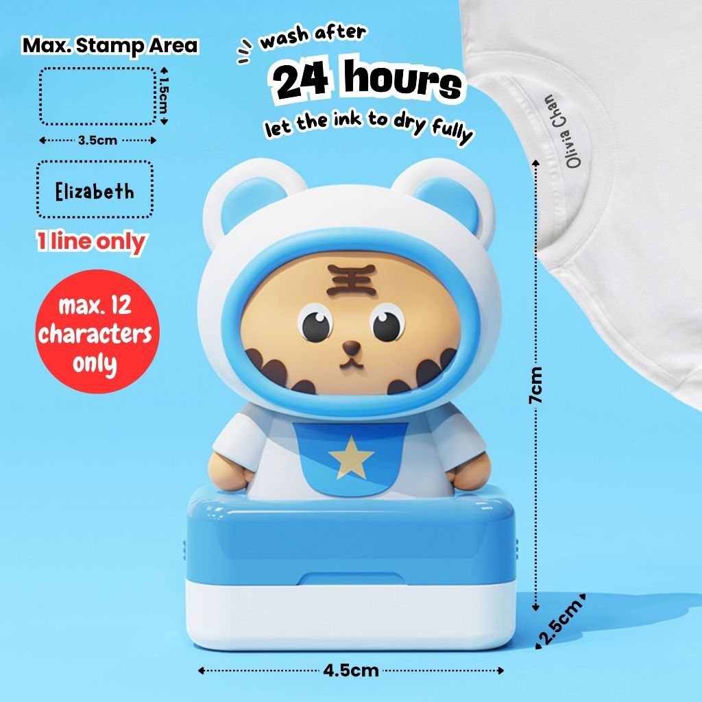 Personalised Fabric Name Stamp for Kids Permanent Waterproof Refillable