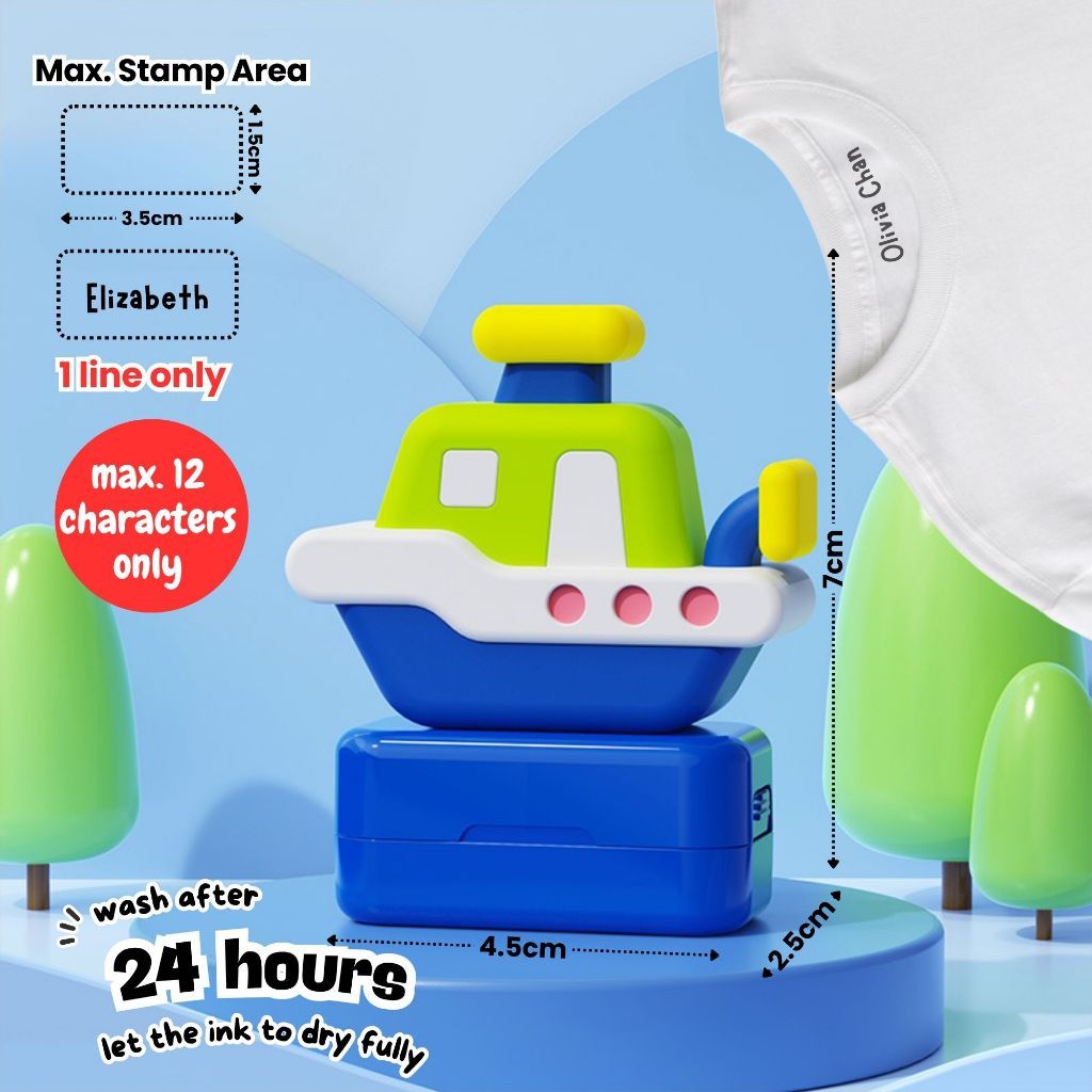 Personalised Fabric Name Stamp for Kids Permanent Waterproof Refillable