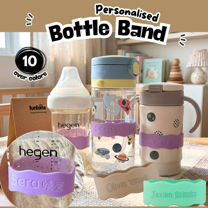Personalised Name Label Milk Bottle Band Kids Water Bottle Band