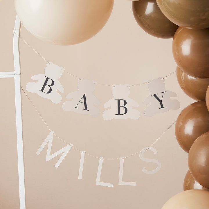 Customisable Baby Name Teddy Bear Baby Shower Bunting