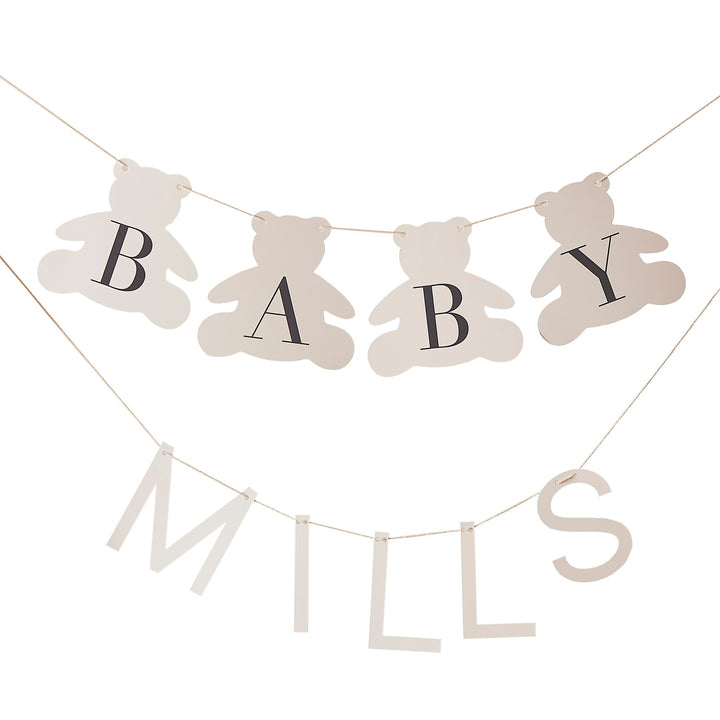 Customisable Baby Name Teddy Bear Baby Shower Bunting